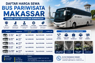 Daftar Harga Sewa bus pariwisata makassar